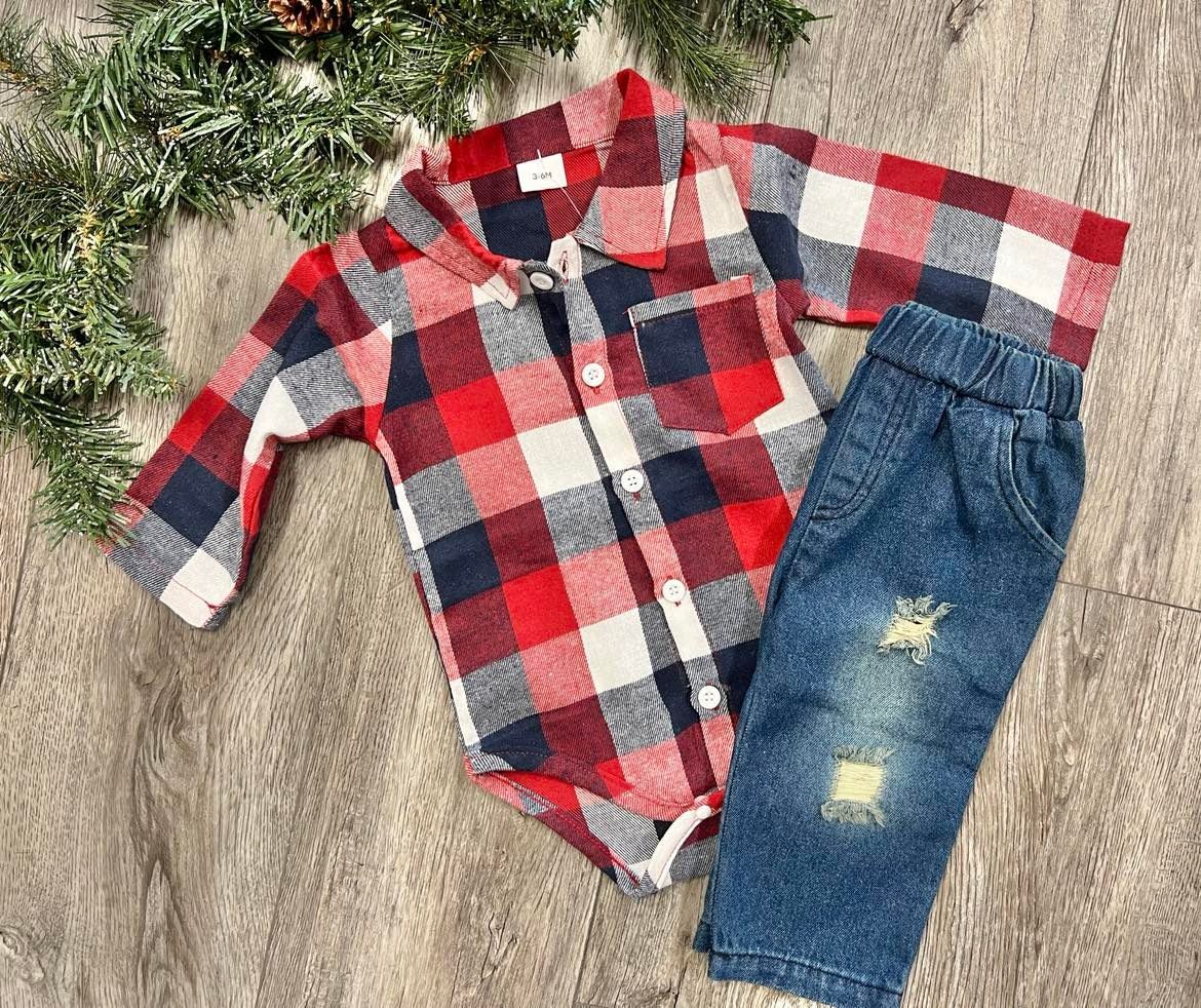Red buffalo plaid discount onesie